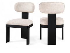 Pacific Beige/Black Textured Fabric Upholstered Dining Chair (Set of 2) - Ornate Home