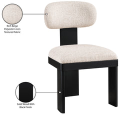 Pacific Beige/Black Textured Fabric Upholstered Dining Chair (Set of 2) - Ornate Home