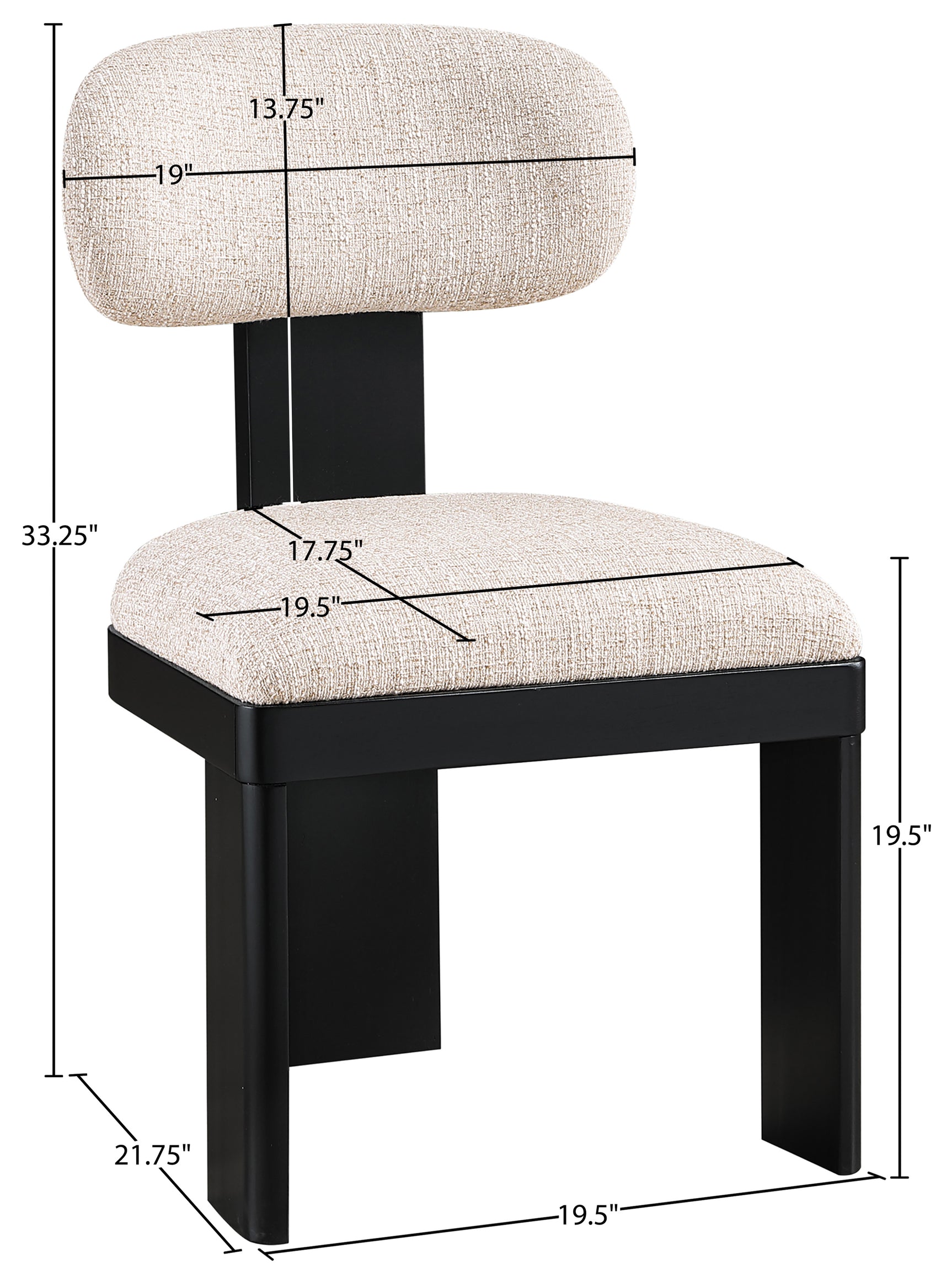 Pacific Beige/Black Textured Fabric Upholstered Dining Chair (Set of 2) - Ornate Home