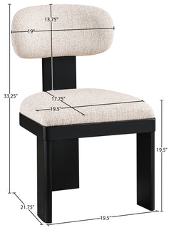 Pacific Beige/Black Textured Fabric Upholstered Dining Chair (Set of 2) - Ornate Home