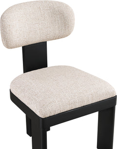 Pacific Beige/Black Textured Fabric Upholstered Dining Chair (Set of 2) - Ornate Home