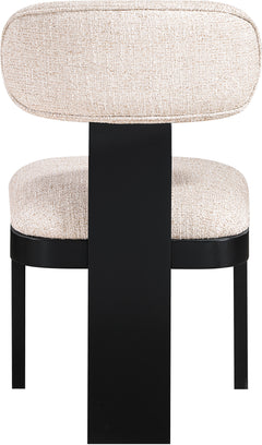 Pacific Beige/Black Textured Fabric Upholstered Dining Chair (Set of 2) - Ornate Home