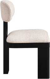 Pacific Beige/Black Textured Fabric Upholstered Dining Chair (Set of 2) - Ornate Home