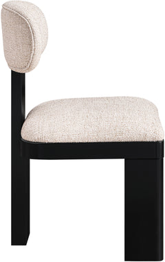 Pacific Beige/Black Textured Fabric Upholstered Dining Chair (Set of 2) - Ornate Home