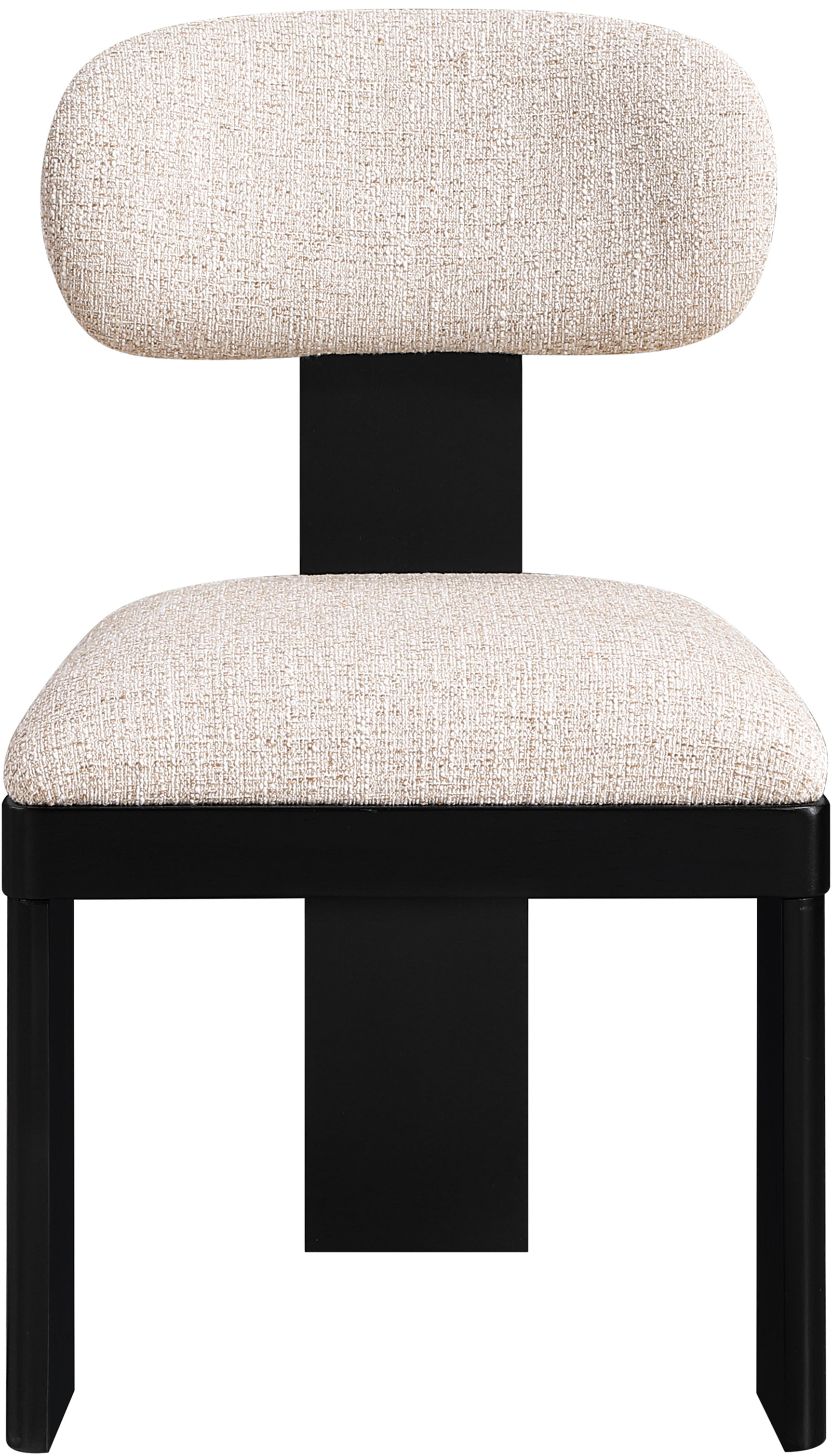 Pacific Beige/Black Textured Fabric Upholstered Dining Chair (Set of 2) - Ornate Home