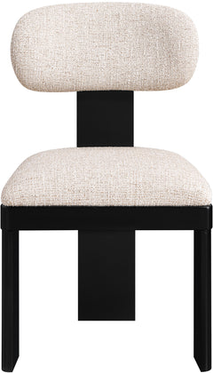 Pacific Beige/Black Textured Fabric Upholstered Dining Chair (Set of 2) - Ornate Home