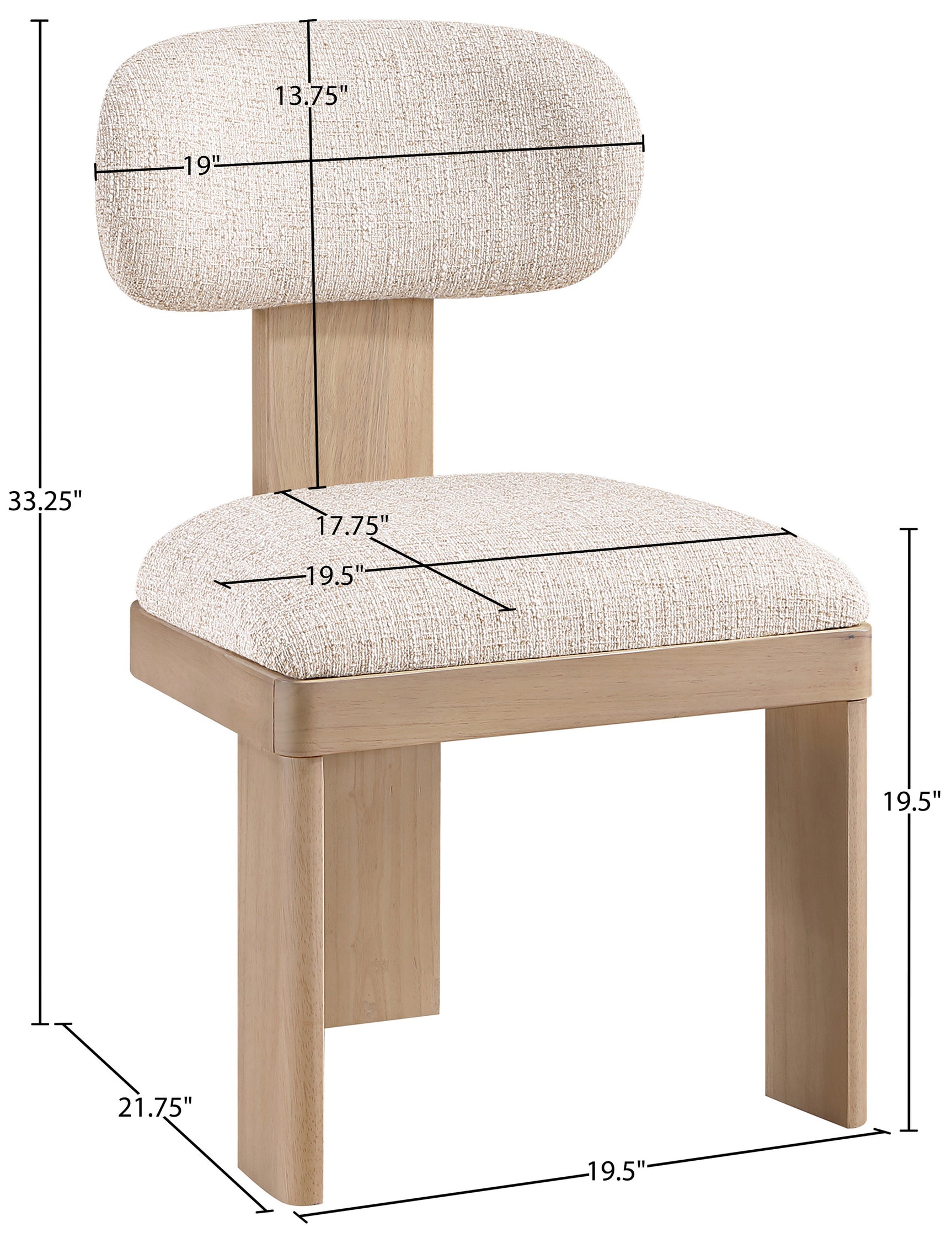Pacific Beige/Natural Textured Fabric Upholstered Dining Chair (Set of 2) - Ornate Home