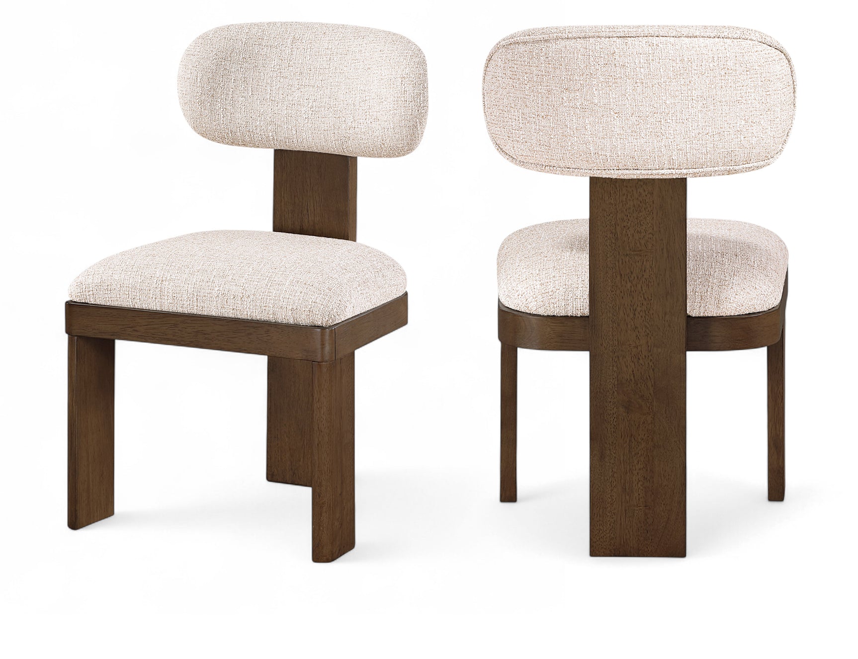 Pacific Beige/Walnut Textured Fabric Upholstered Dining Chair (Set of 2) - Ornate Home