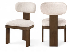 Pacific Beige/Walnut Textured Fabric Upholstered Dining Chair (Set of 2) - Ornate Home