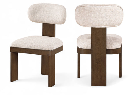 Pacific Beige/Walnut Textured Fabric Upholstered Dining Chair (Set of 2) - Ornate Home