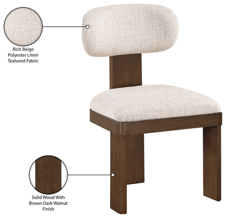 Pacific Beige/Walnut Textured Fabric Upholstered Dining Chair (Set of 2) - Ornate Home