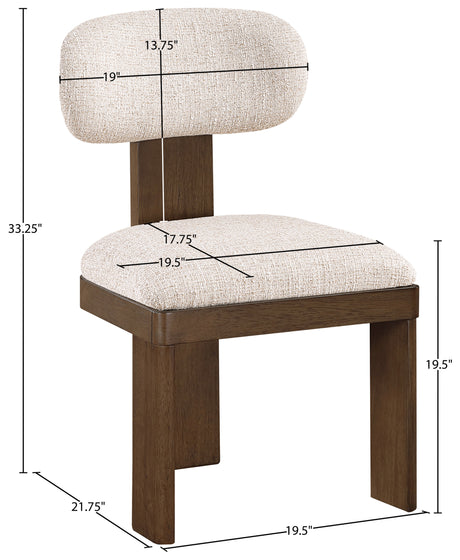 Pacific Beige/Walnut Textured Fabric Upholstered Dining Chair (Set of 2) - Ornate Home