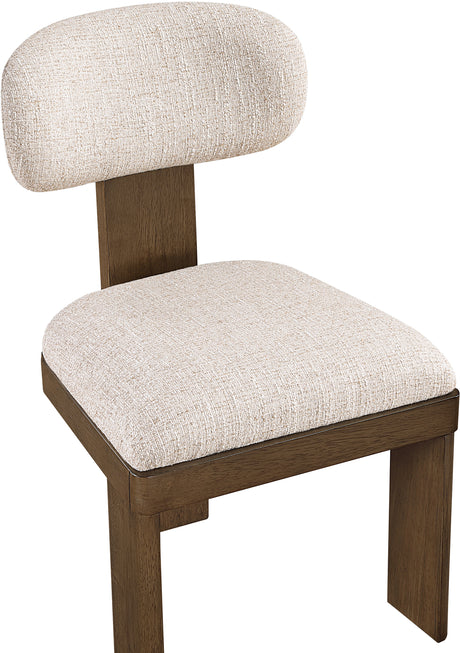 Pacific Beige/Walnut Textured Fabric Upholstered Dining Chair (Set of 2) - Ornate Home