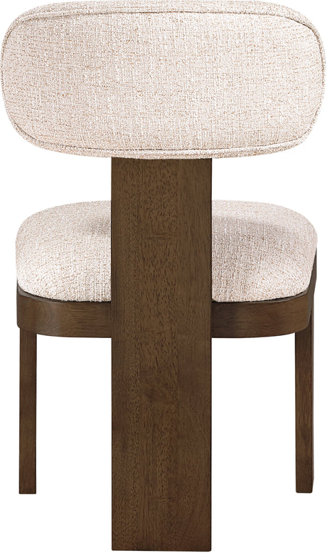 Pacific Beige/Walnut Textured Fabric Upholstered Dining Chair (Set of 2) - Ornate Home