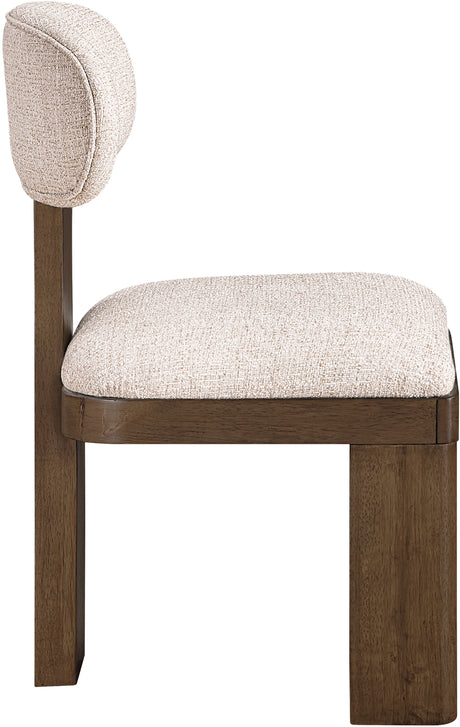 Pacific Beige/Walnut Textured Fabric Upholstered Dining Chair (Set of 2) - Ornate Home