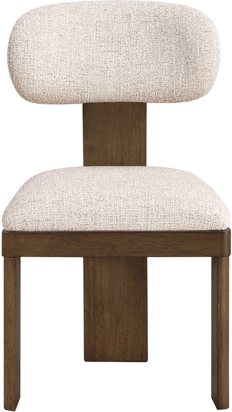 Pacific Beige/Walnut Textured Fabric Upholstered Dining Chair (Set of 2) - Ornate Home