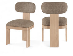 Pacific Brown/Natural Textured Fabric Upholstered Dining Chair (Set of 2) - Ornate Home