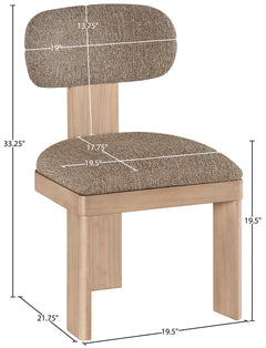 Pacific Brown/Natural Textured Fabric Upholstered Dining Chair (Set of 2) - Ornate Home