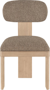 Pacific Brown/Natural Textured Fabric Upholstered Dining Chair (Set of 2) - Ornate Home