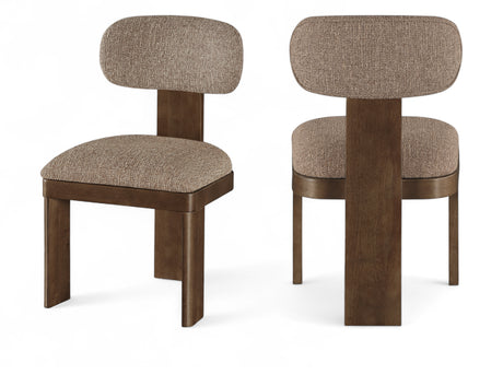 Pacific Brown/Walnut Textured Fabric Upholstered Dining Chair (Set of 2) - Ornate Home