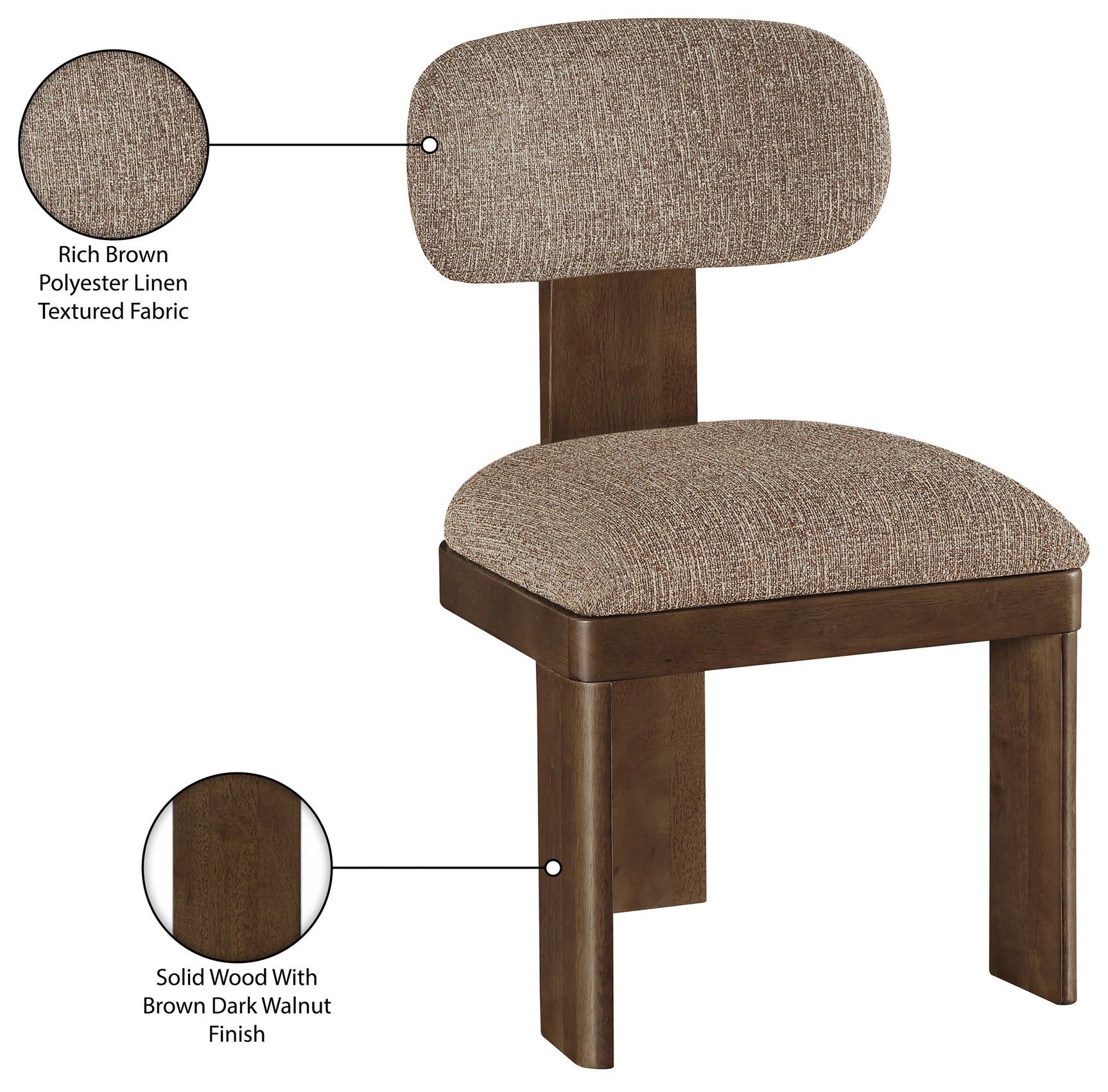 Pacific Brown/Walnut Textured Fabric Upholstered Dining Chair (Set of 2) - Ornate Home