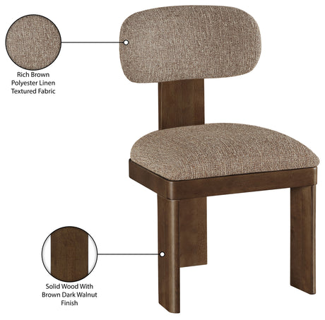 Pacific Brown/Walnut Textured Fabric Upholstered Dining Chair (Set of 2) - Ornate Home