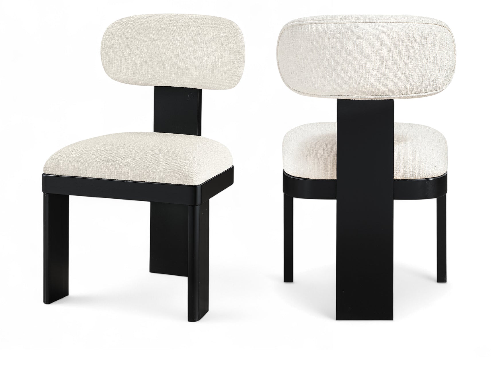 Pacific Cream/Black Textured Fabric Upholstered Dining Chair (Set of 2) - Ornate Home