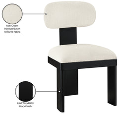 Pacific Cream/Black Textured Fabric Upholstered Dining Chair (Set of 2) - Ornate Home