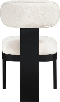 Pacific Cream/Black Textured Fabric Upholstered Dining Chair (Set of 2) - Ornate Home