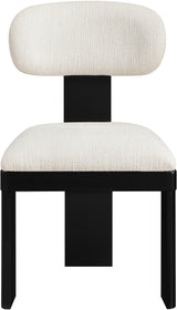Pacific Cream/Black Textured Fabric Upholstered Dining Chair (Set of 2) - Ornate Home
