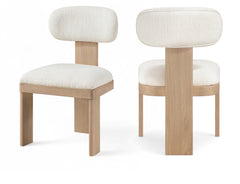 Pacific Cream/Natural Textured Fabric Upholstered Dining Chair (Set of 2) - Ornate Home