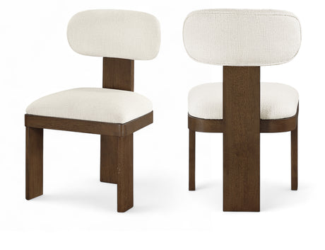 Pacific Cream/Walnut Textured Fabric Upholstered Dining Chair (Set of 2) - Ornate Home