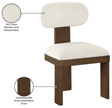 Pacific Cream/Walnut Textured Fabric Upholstered Dining Chair (Set of 2) - Ornate Home