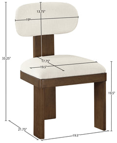 Pacific Cream/Walnut Textured Fabric Upholstered Dining Chair (Set of 2) - Ornate Home