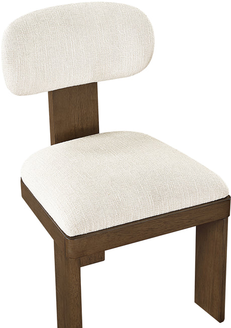 Pacific Cream/Walnut Textured Fabric Upholstered Dining Chair (Set of 2) - Ornate Home