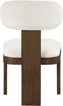 Pacific Cream/Walnut Textured Fabric Upholstered Dining Chair (Set of 2) - Ornate Home