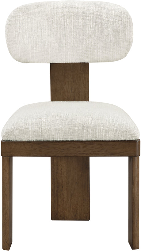 Pacific Cream/Walnut Textured Fabric Upholstered Dining Chair (Set of 2) - Ornate Home