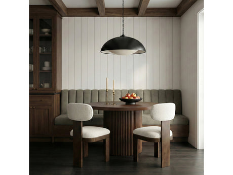 Pacific Cream/Walnut Textured Fabric Upholstered Dining Chair (Set of 2) - Ornate Home