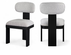 Pacific Grey/Black Textured Fabric Upholstered Dining Chair (Set of 2) - Ornate Home