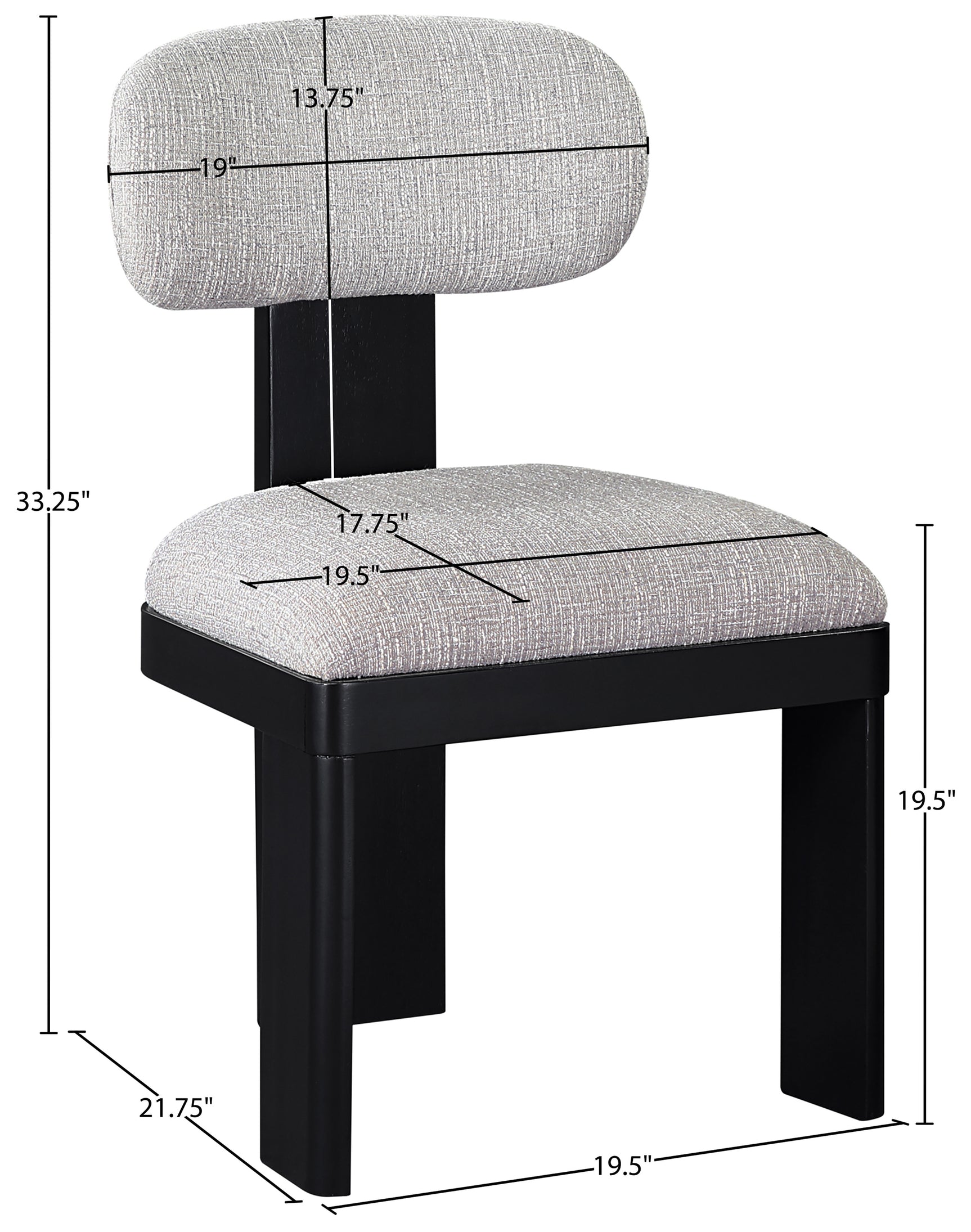 Pacific Grey/Black Textured Fabric Upholstered Dining Chair (Set of 2) - Ornate Home