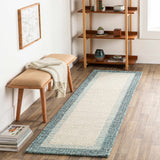 Padada Green Bordered Cream Wool Rug - Ornate Home