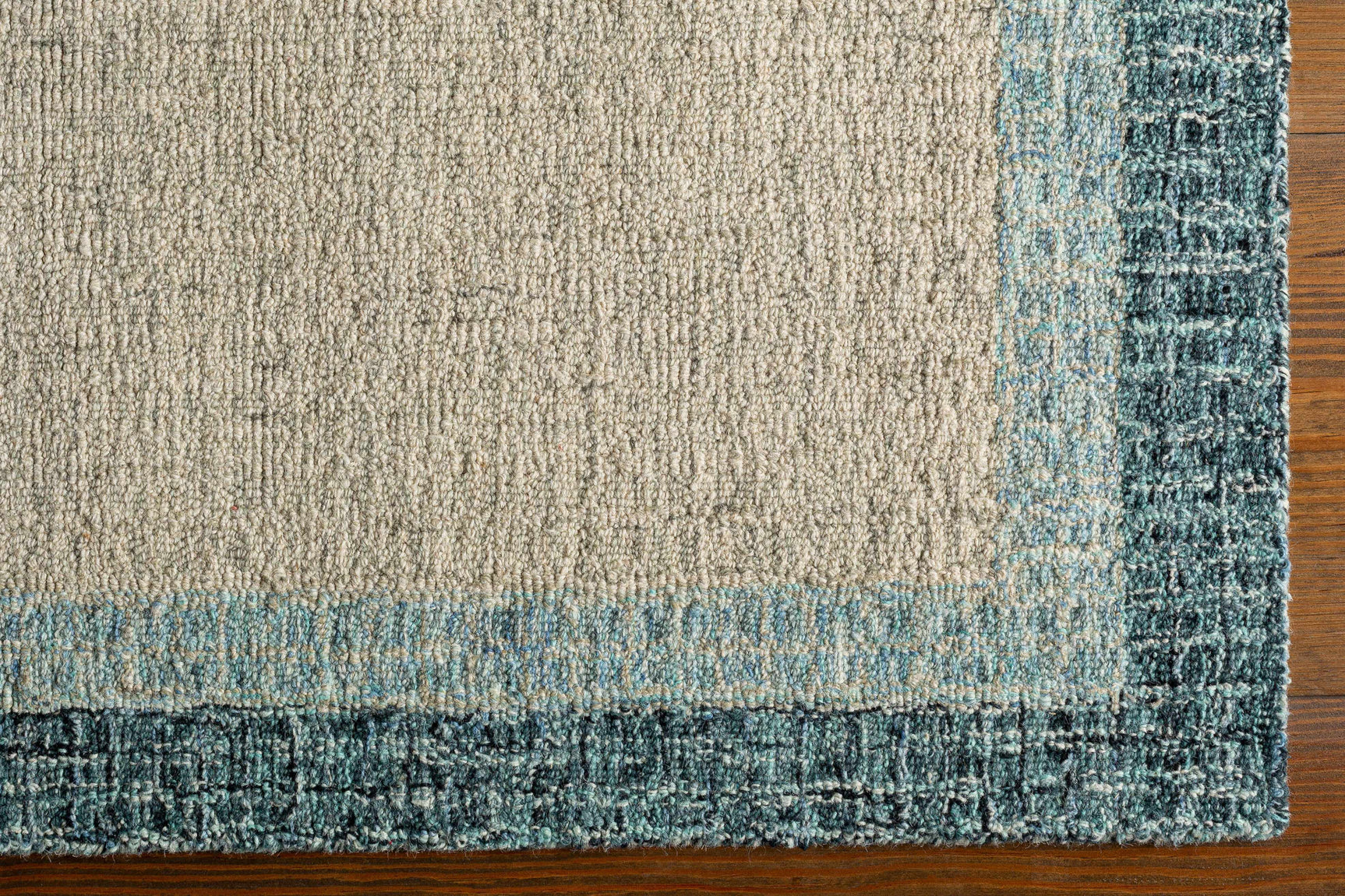Padada Green Bordered Cream Wool Rug - Ornate Home