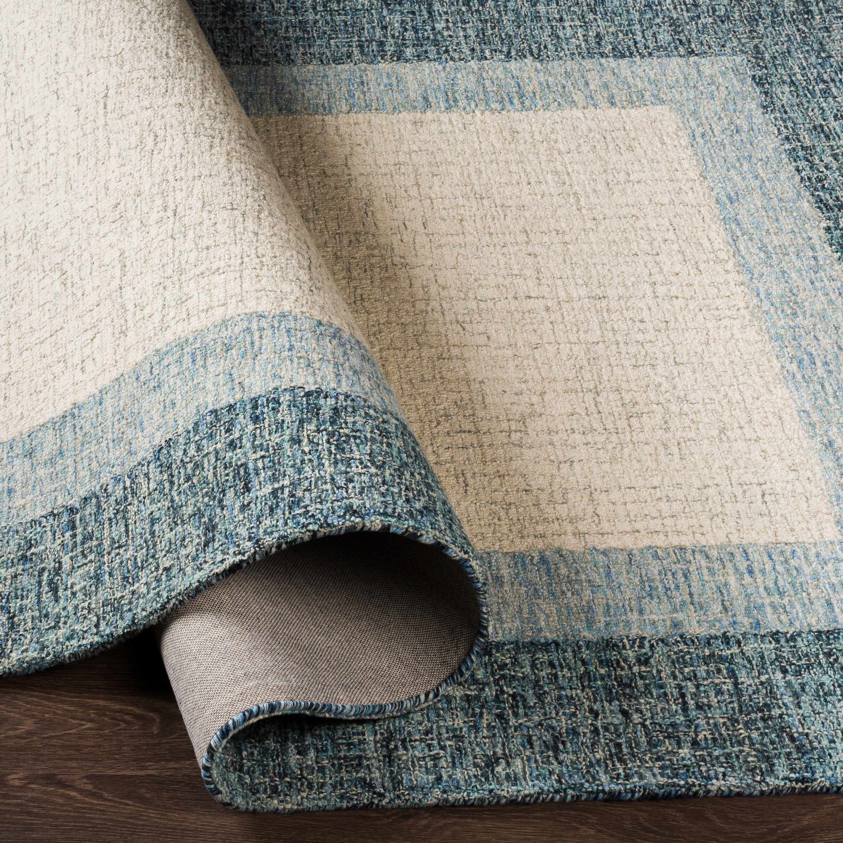 Padada Green Bordered Cream Wool Rug - Ornate Home
