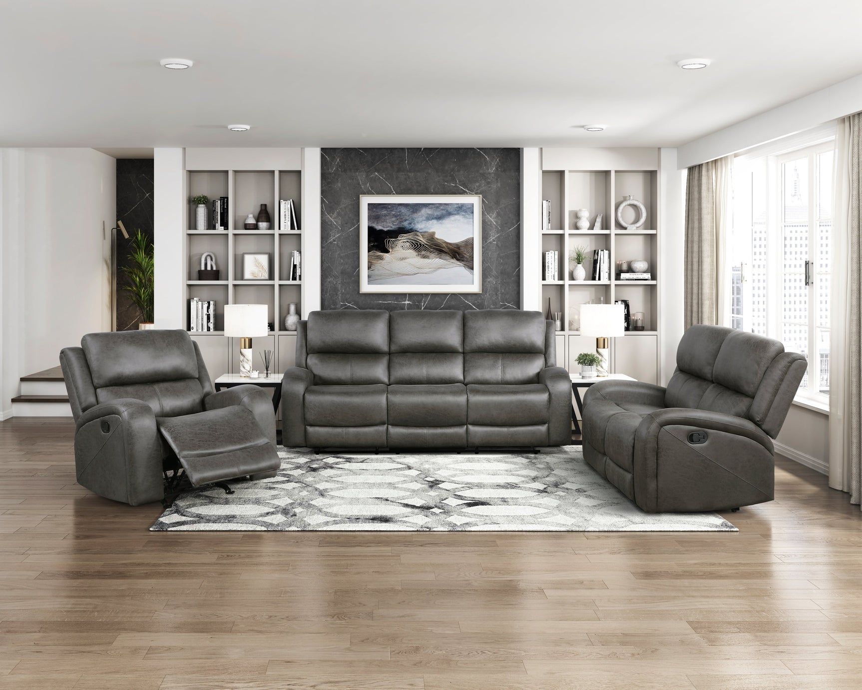 Pagosa Dark Gray Double Reclining Sofa - Ornate Home