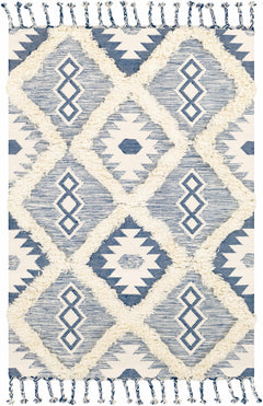 Painesdale Blue/White Wool Carpet - Clearance - Ornate Home