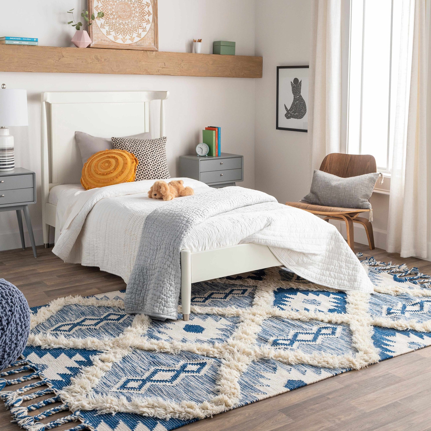 Painesdale Blue/White Wool Carpet - Clearance - Ornate Home