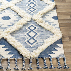 Painesdale Blue/White Wool Carpet - Clearance - Ornate Home