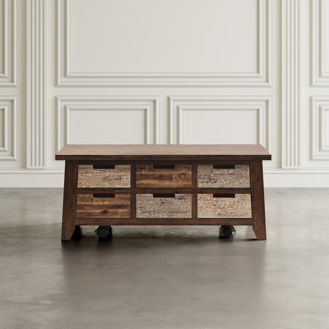Painted Canyon Distressed Brown Box Cocktail Table - Ornate Home