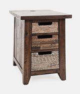 Painted Canyon Distressed Brown Power Chairside Table - Ornate Home