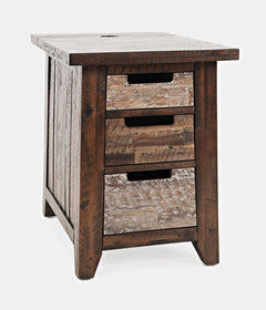 Painted Canyon Distressed Brown Power Chairside Table - Ornate Home